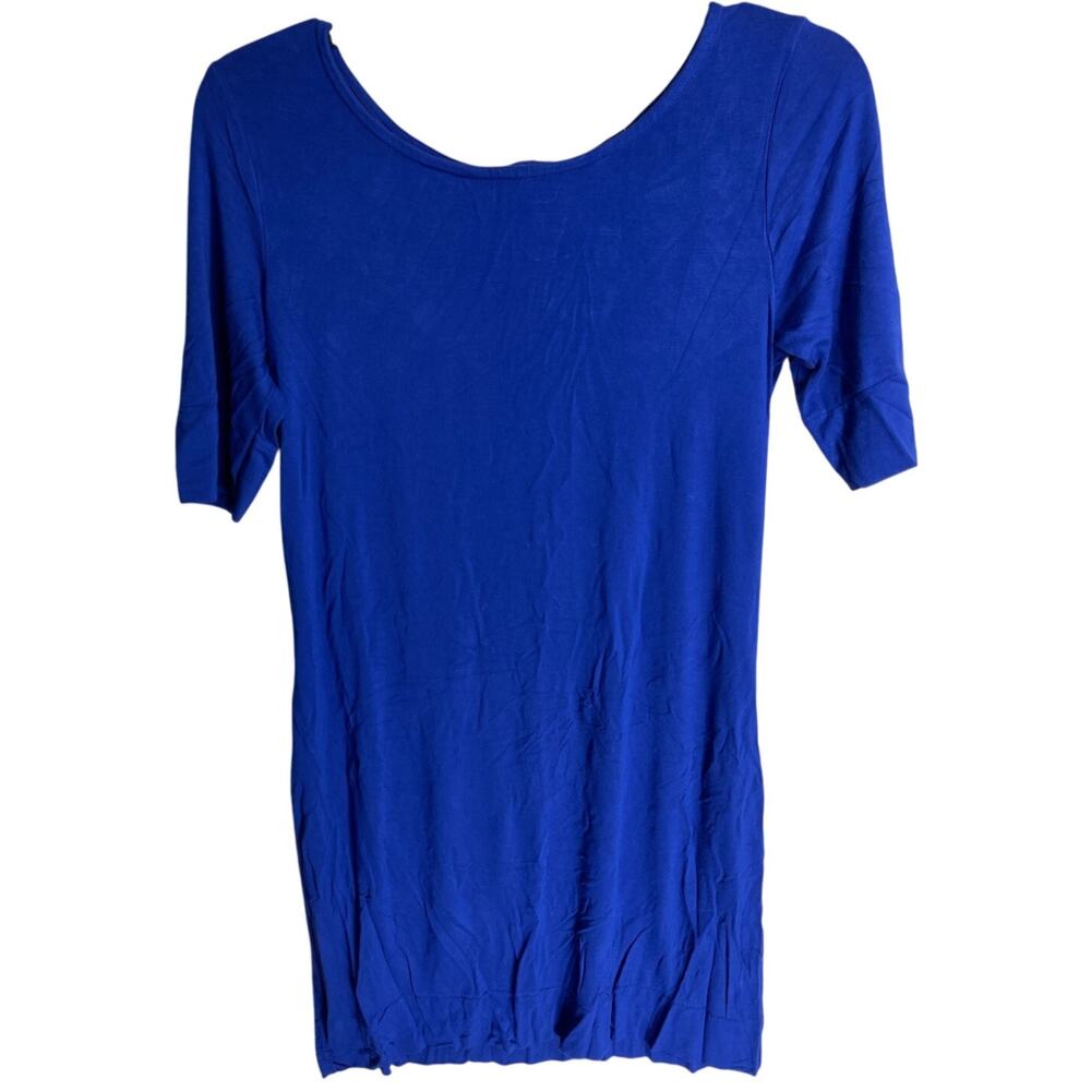 Adrienne Vittadini Tunic Midi Dress Womens Size S Blue Short Sleeve Lightweight